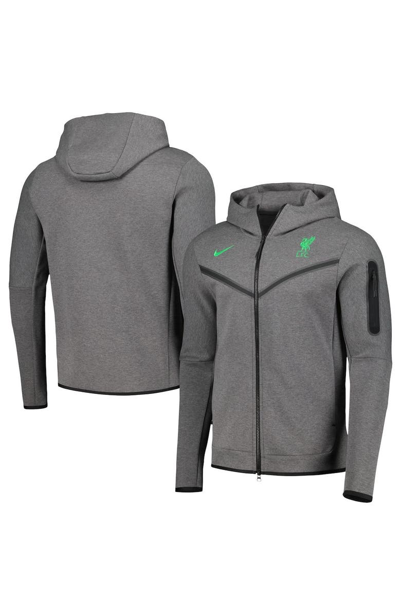 Nike Men's Nike Heather Charcoal Liverpool Tech Fleece Full-Zip Hoodie Jacket, Alternate, color,