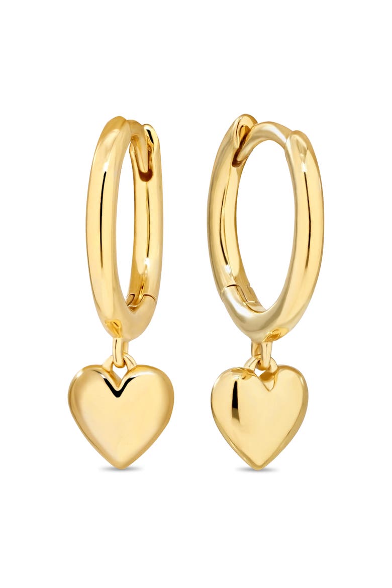 Heart Hoop Earrings in Gold Plated Sterling Silver, Main, color, Yellow Gold