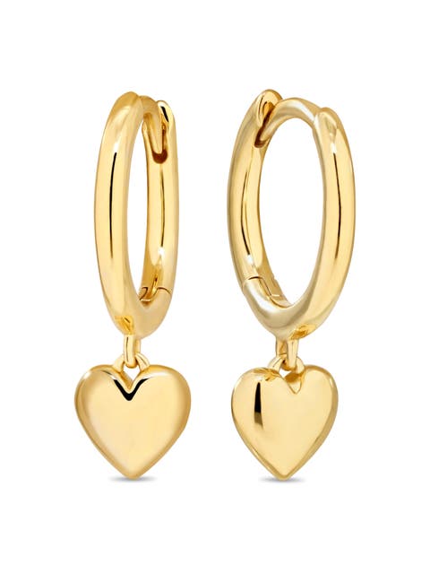 Heart Hoop Earrings in Gold Plated Sterling Silver