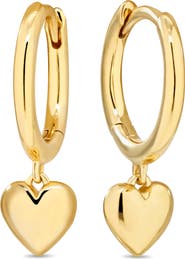 DEVATA Heart Hoop Earrings in Gold Plated Sterling Silver