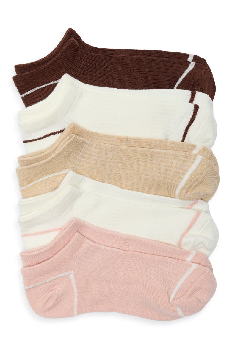 Assorted 5-Pack Rib Ankle Socks, Main, color, PINK MULTI