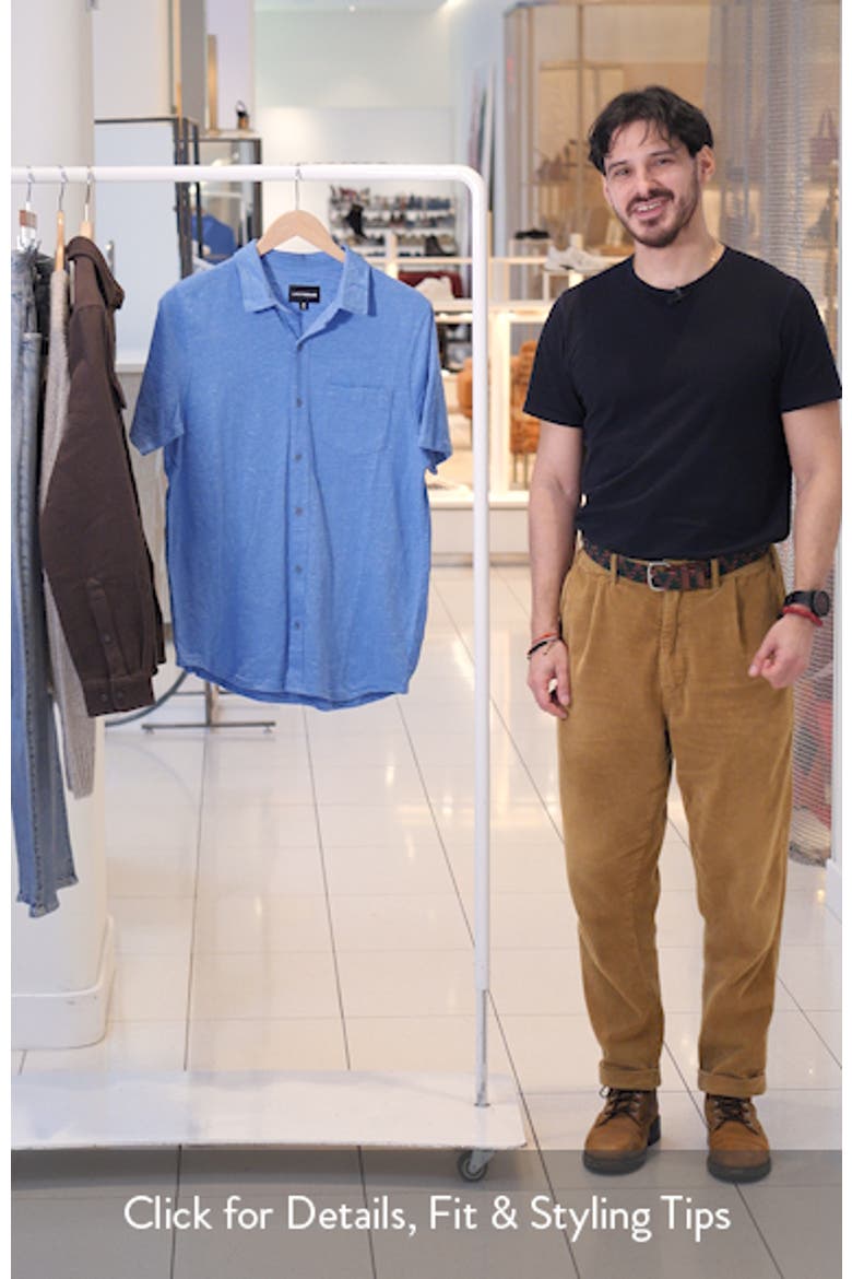 Short Sleeve Marled Linen Button-Up Shirt video