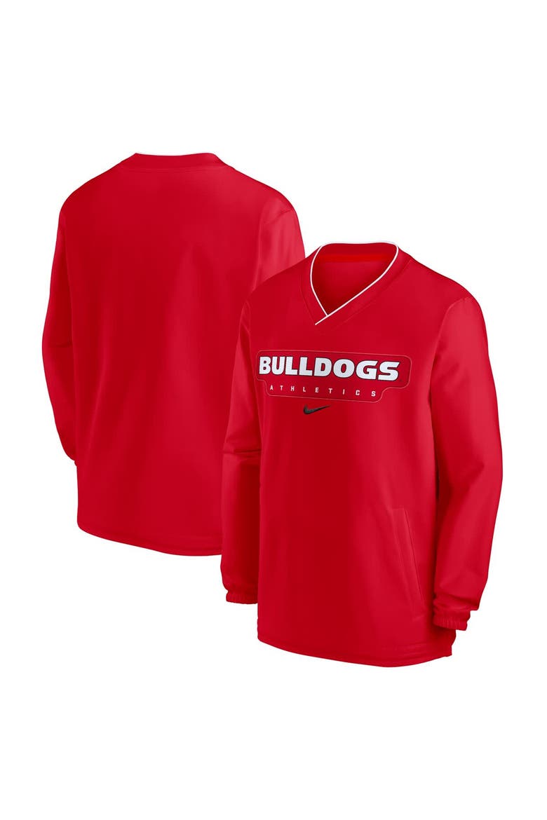 Men's Nike Red Georgia Bulldogs 2024 Sideline Pullover Windshirt, Main, color, Red