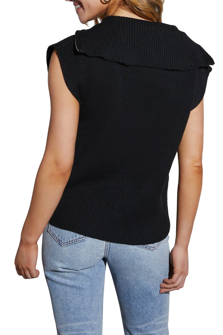 Elsa Half Zip Sweater Vest, Alternate, color, BLACK