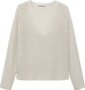 MANGO Shimmer V-Neck Sweater