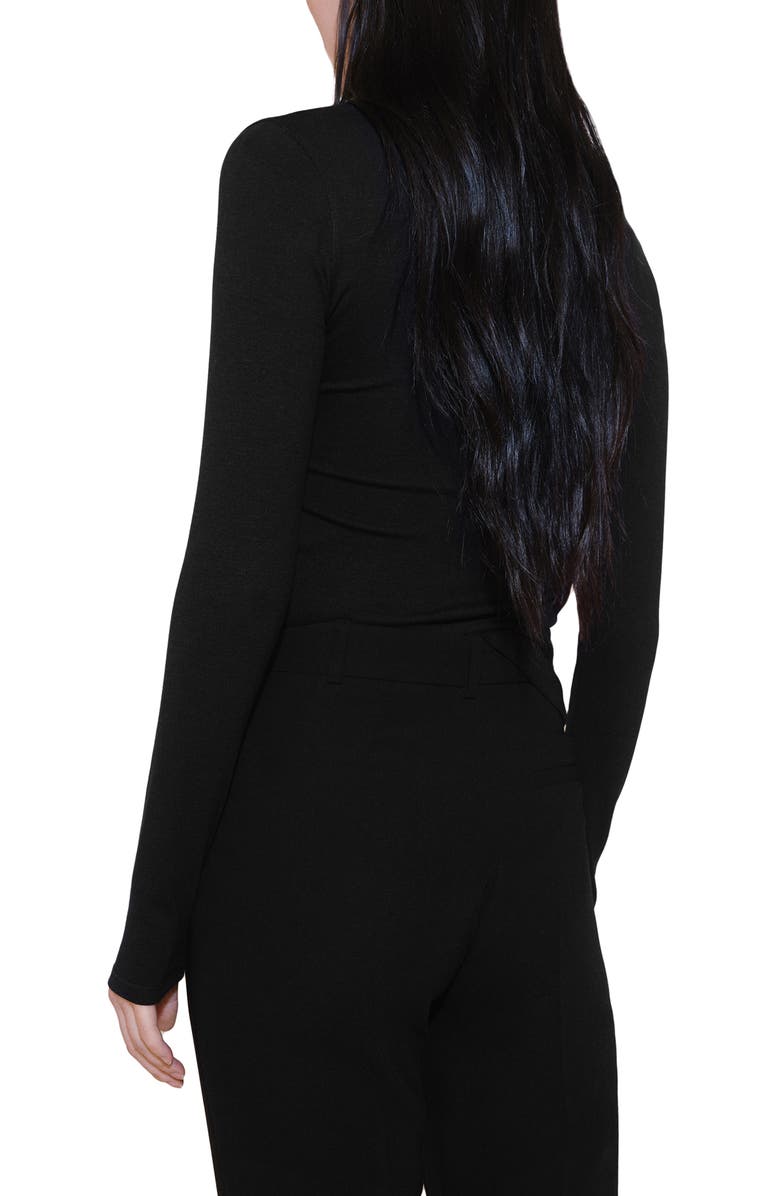 MANGO Fitted V-Neck Long Sleeve Top, Alternate, color, 