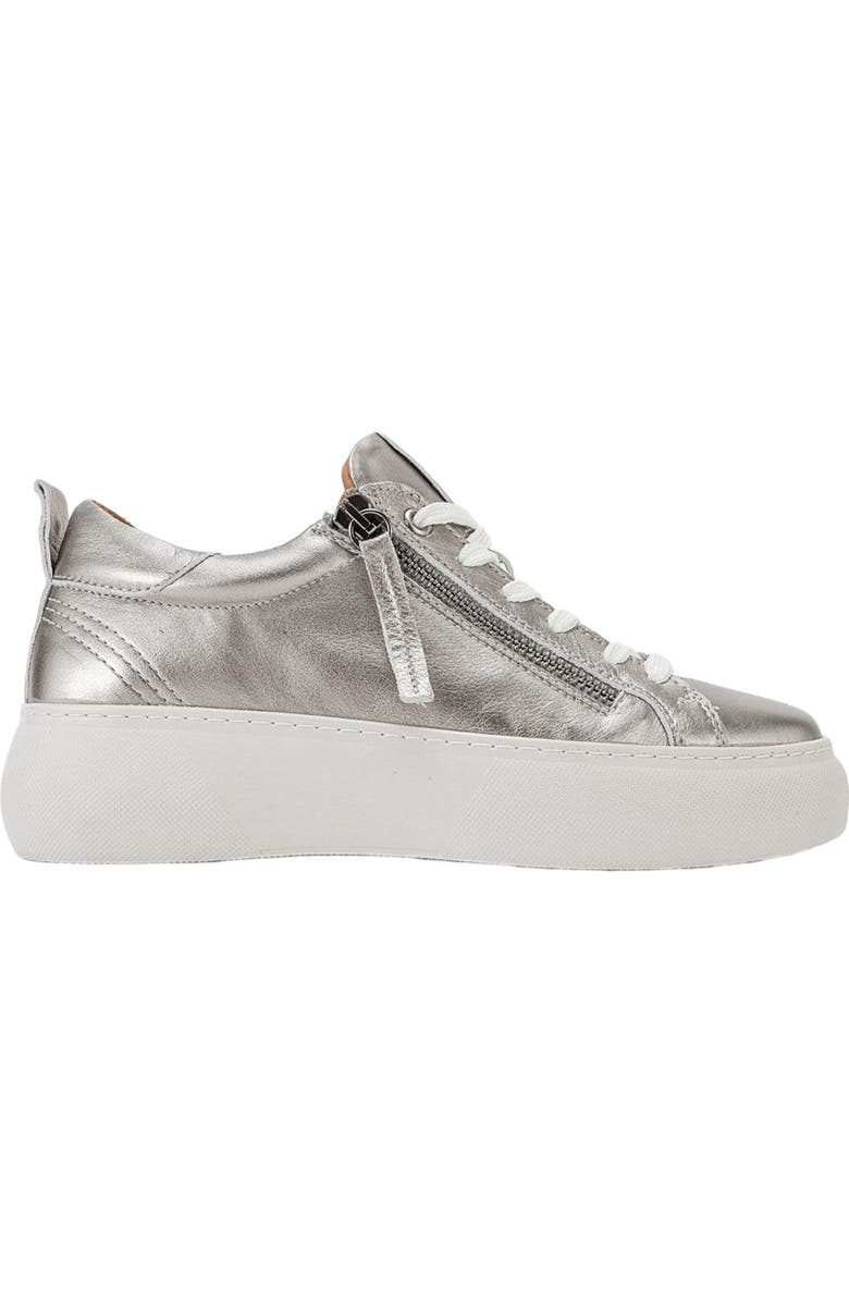 Forever & Always Shoes Allie Leather Zip Sneaker, Alternate, color, Silver Leather