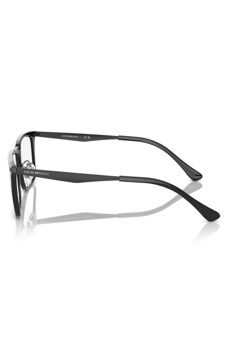 Emporio Armani 55mm Rectangle Optical Glasses, Alternate, color, Shiny Black / Demo Lens