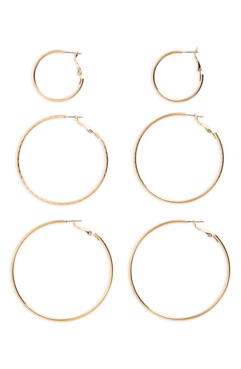BP. 3-Pack Hoop Earrings, Main, color, 