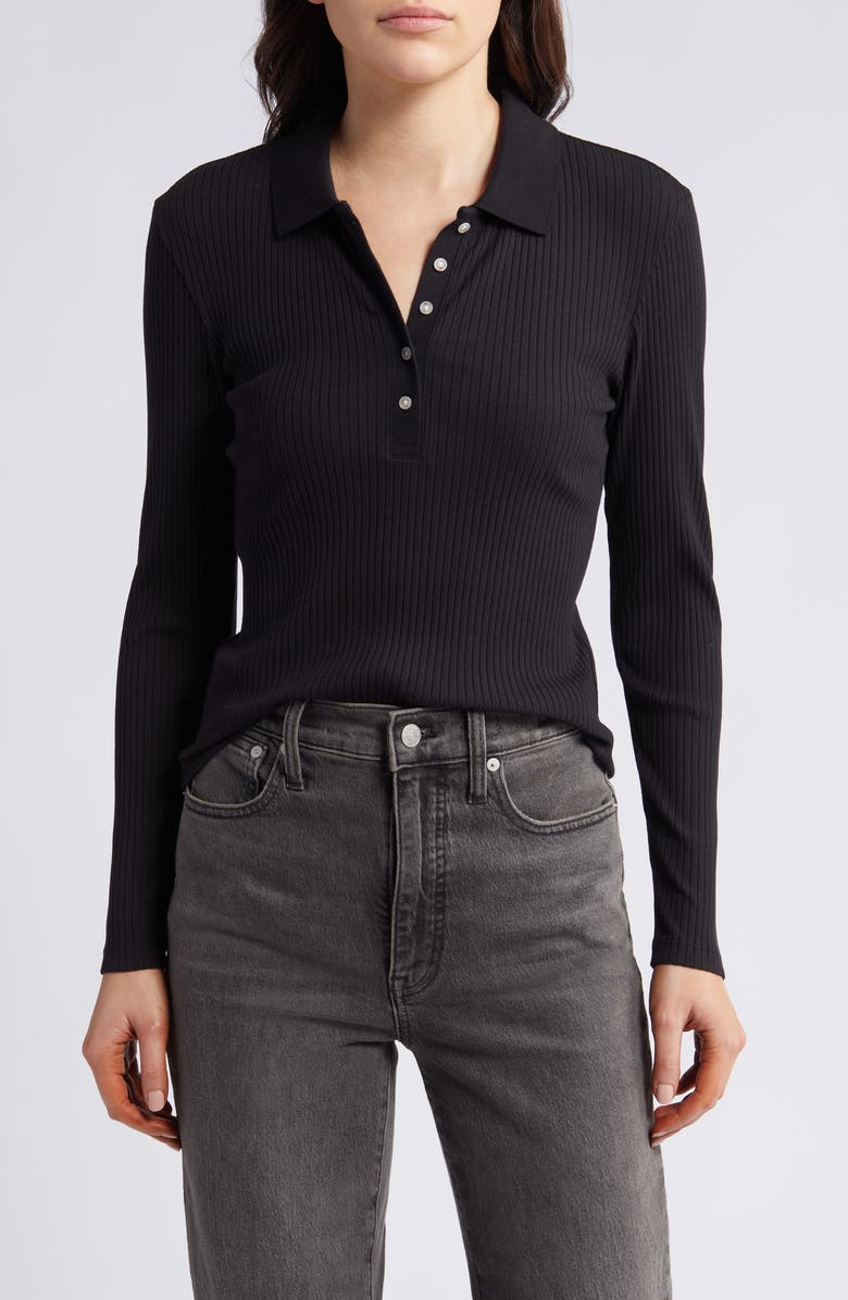 Treasure & Bond Rib Long Sleeve Polo, Main, color,