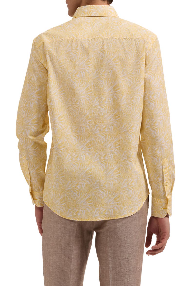 Julian Shaped Fit Leaf Print Cotton Button-Up Shirt, Alternate, color, JOJOBA