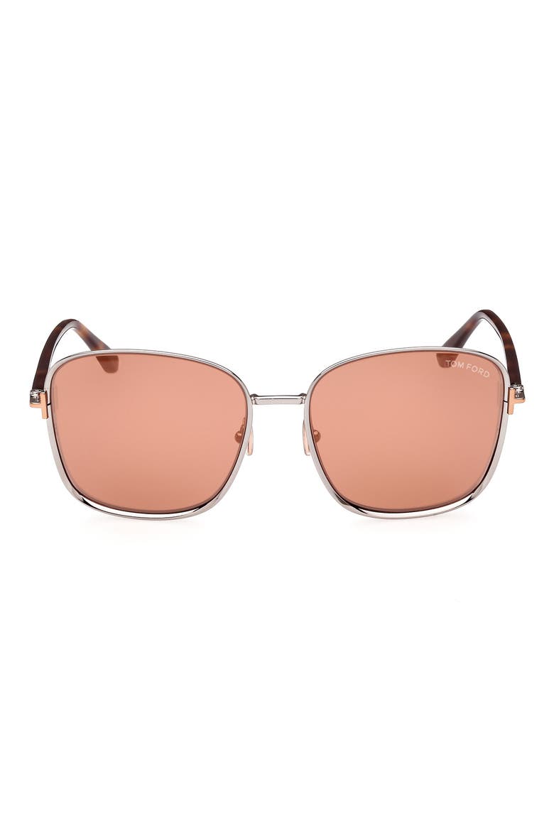Fern 57mm Square Sunglasses, Main, color, SHINY LIGHT RUTHENIUM / ROSE