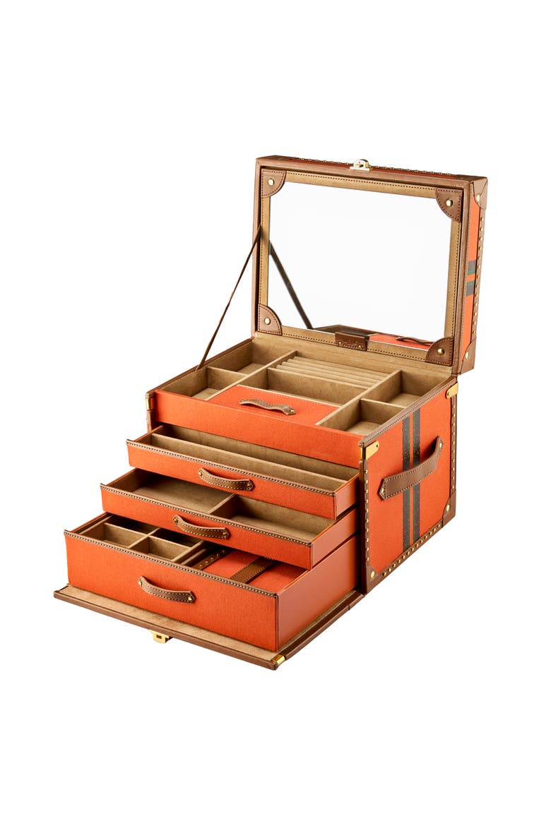 Ida Trunk Jewellery Box, Alternate, color, Orange