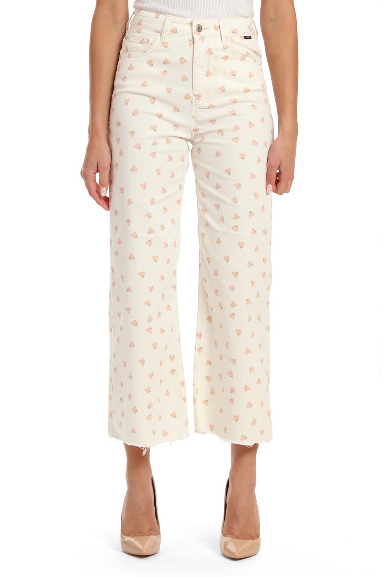 Barcelona High Waist Raw Hem Wide Leg Jeans, Main, color, MICRO FLOWERS STR