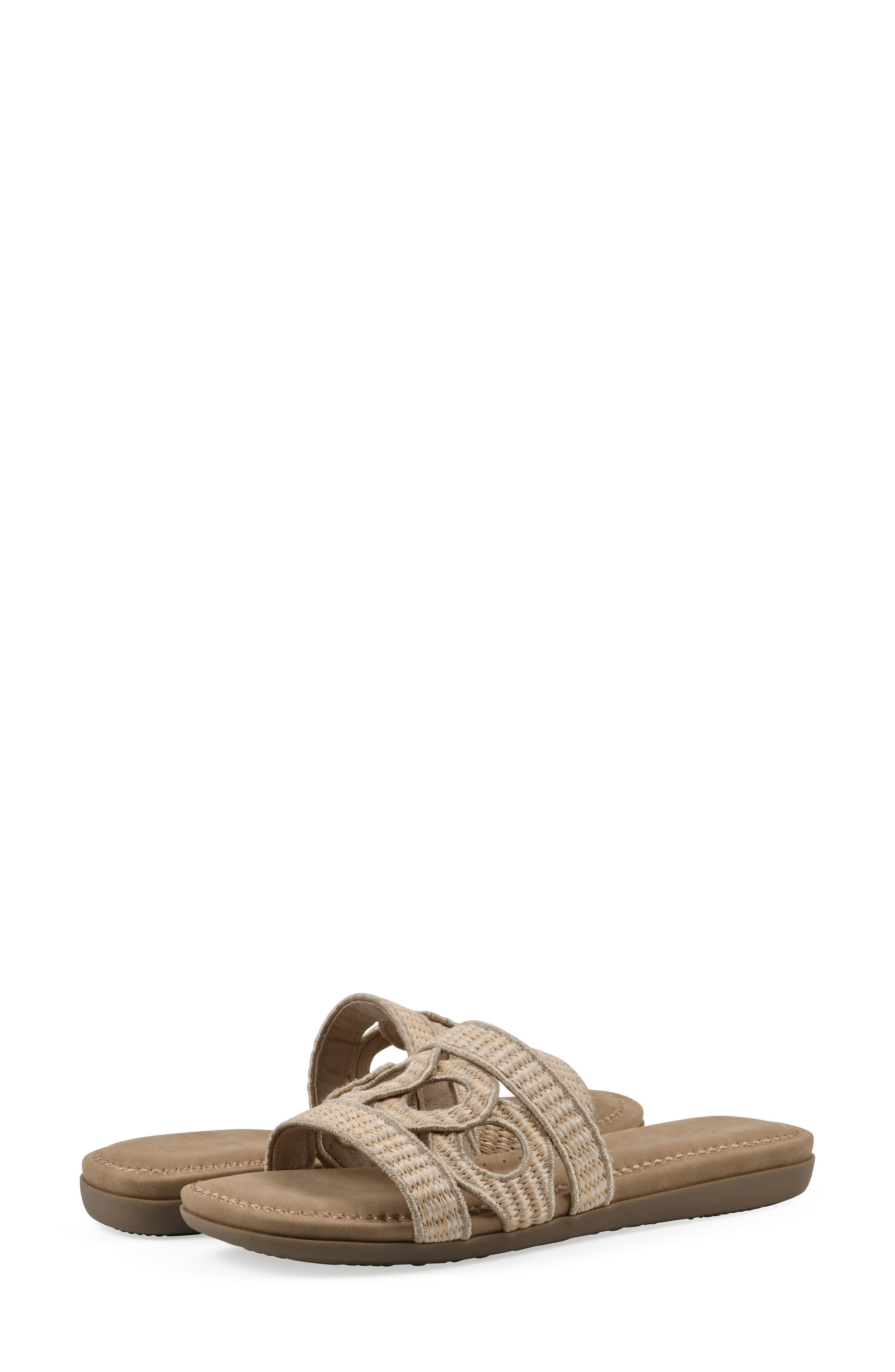 CLIFFS BY WHITE MOUNTAIN Fraly Raffia Slide Sandal, Alternate, color, Natural Raffia
