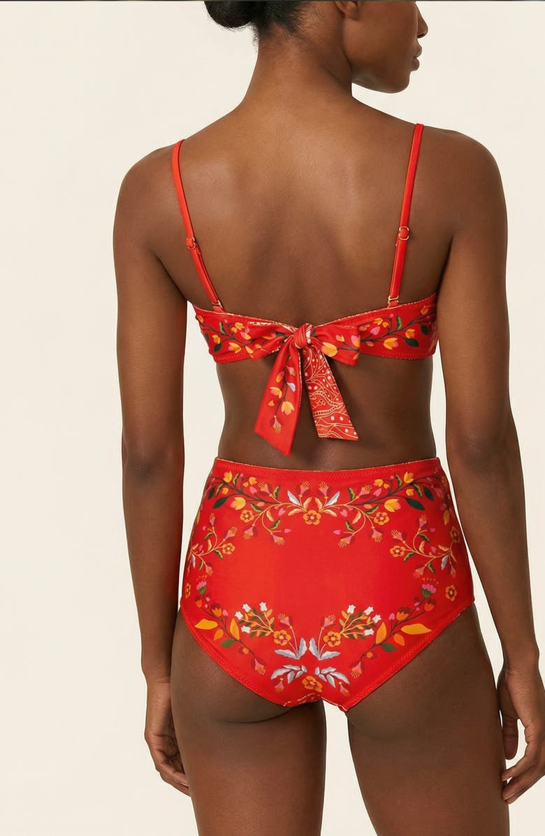 Jessie Zhao New York Scarlet Bloom Reversible Bikini Bottom, Alternate, color, Red