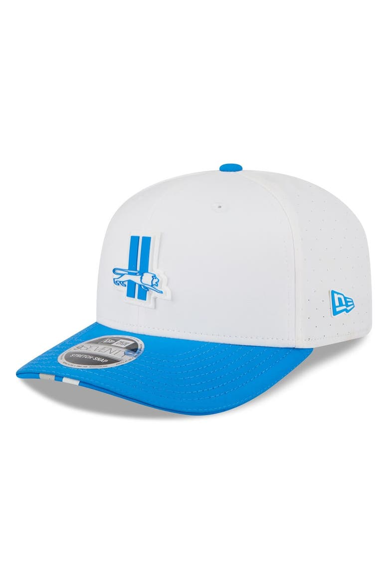 Men's New Era  White/Blue Detroit Lions 2025 NFL Training Camp Throwback Logo 9SEVENTY Adjustable Hat, Main, color, White