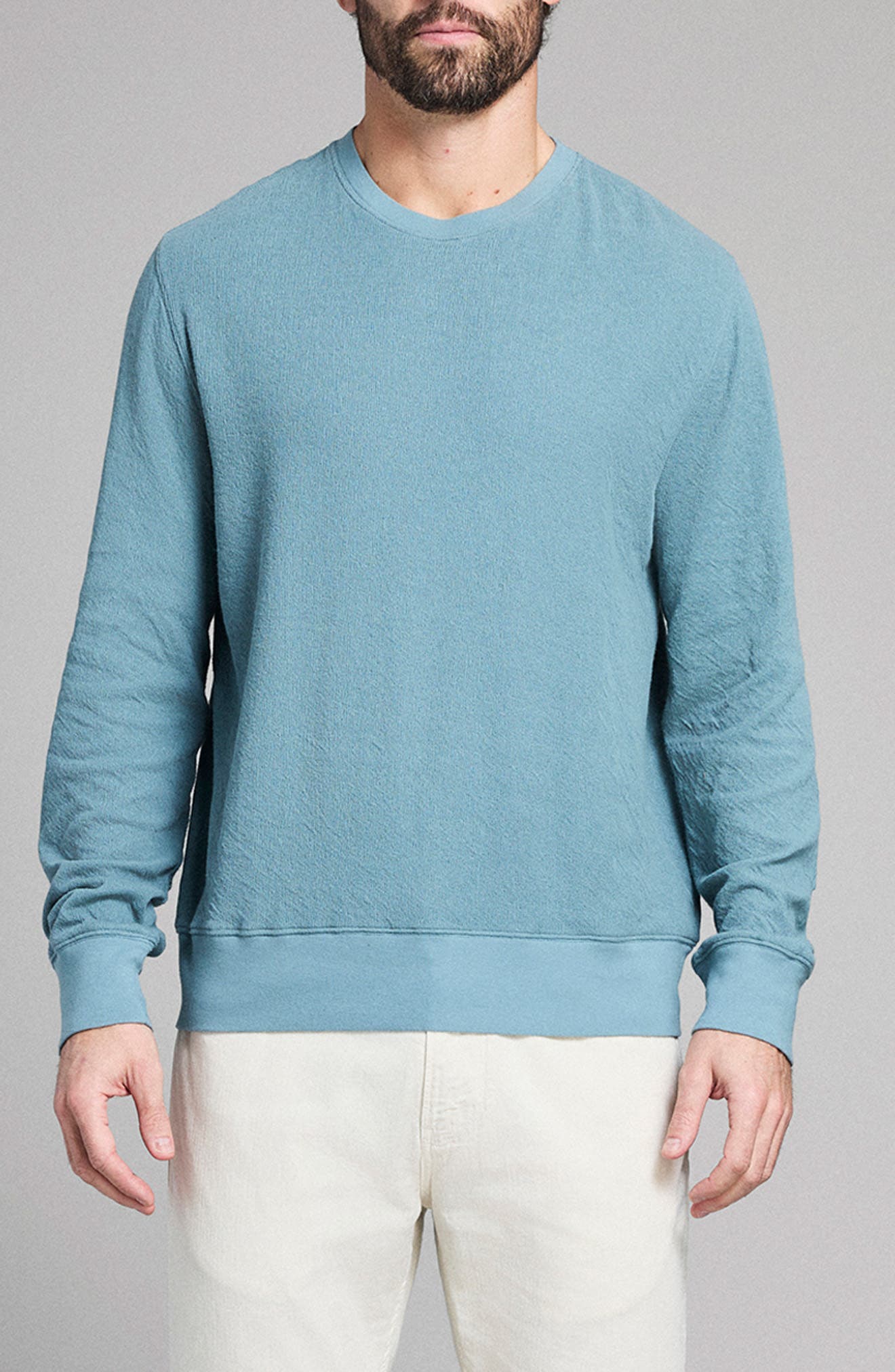 Rib Crinkle Cotton Sweatshirt