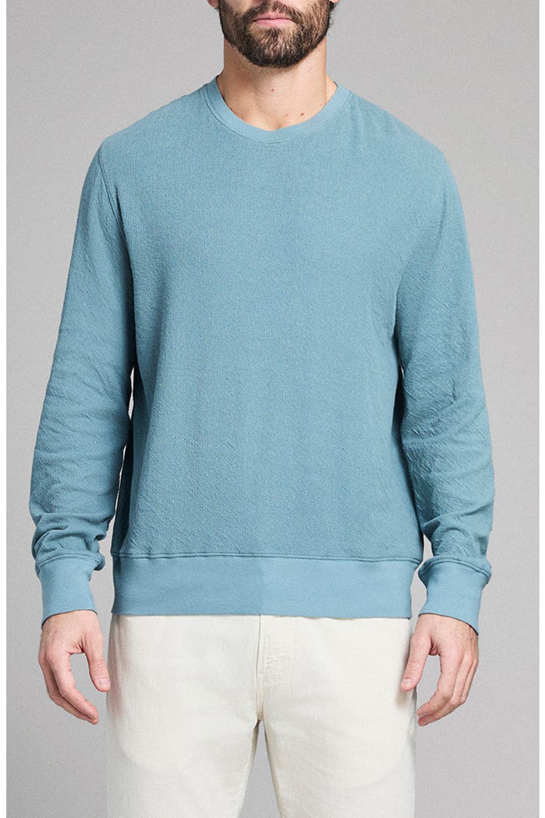 Rib Crinkle Cotton Sweatshirt, Main, color, BLUE