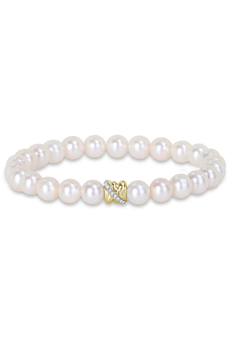 Cultured Pearl & Diamond Bracelet 14k, Main, color, Pearl
