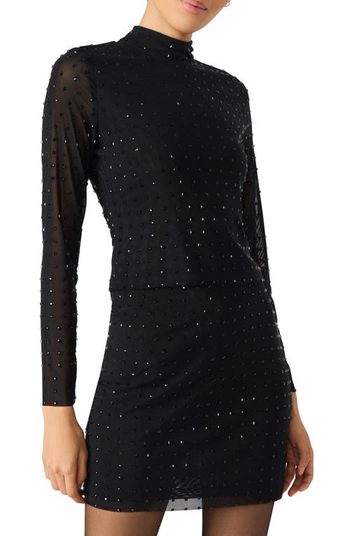 Steve Madden Luxe Melvina Stud Mock Neck Knit Top In Black