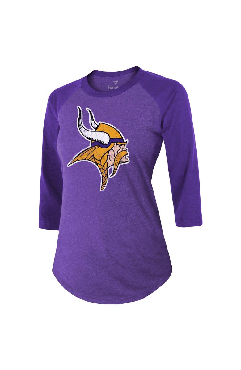 Majestic Threads Women's Majestic Threads Justin Jefferson Purple Minnesota Vikings Player Name & Number Tri-Blend 3/4-Sleeve Fitted T-Shirt, Alternate, color, 