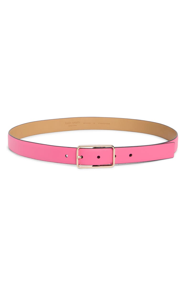 Kate Spade New York textured leather belt, Main, color, Pizzaz Pink