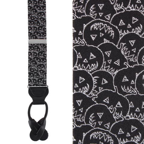 Jack O'Lantern Smiley Halloween Novelty Silk Button End Suspenders