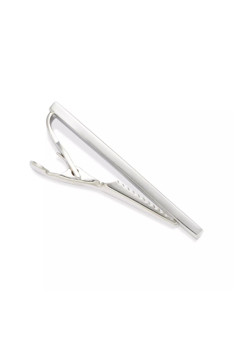 Abalone Strip Silver Tone Short Tie Bar, Alternate, color, Silver