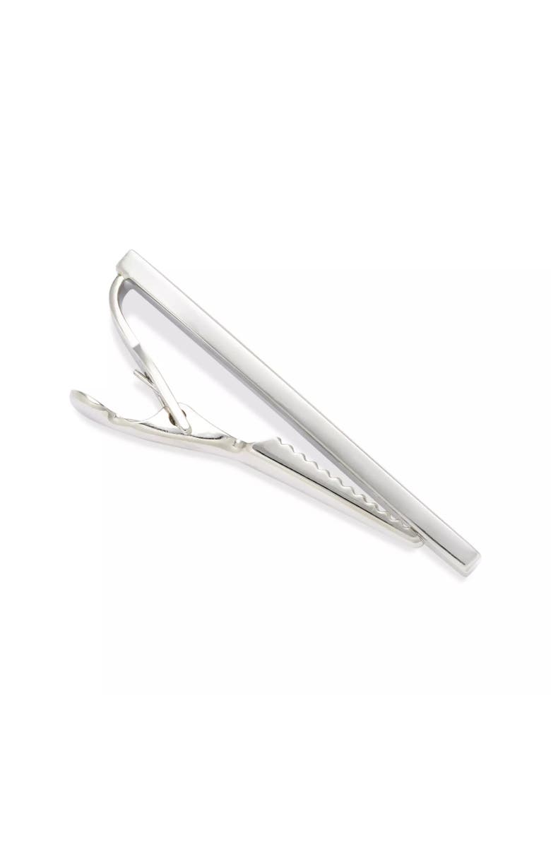 Link Up Abalone Strip Silver Tone Short Tie Bar, Alternate, color, Silver