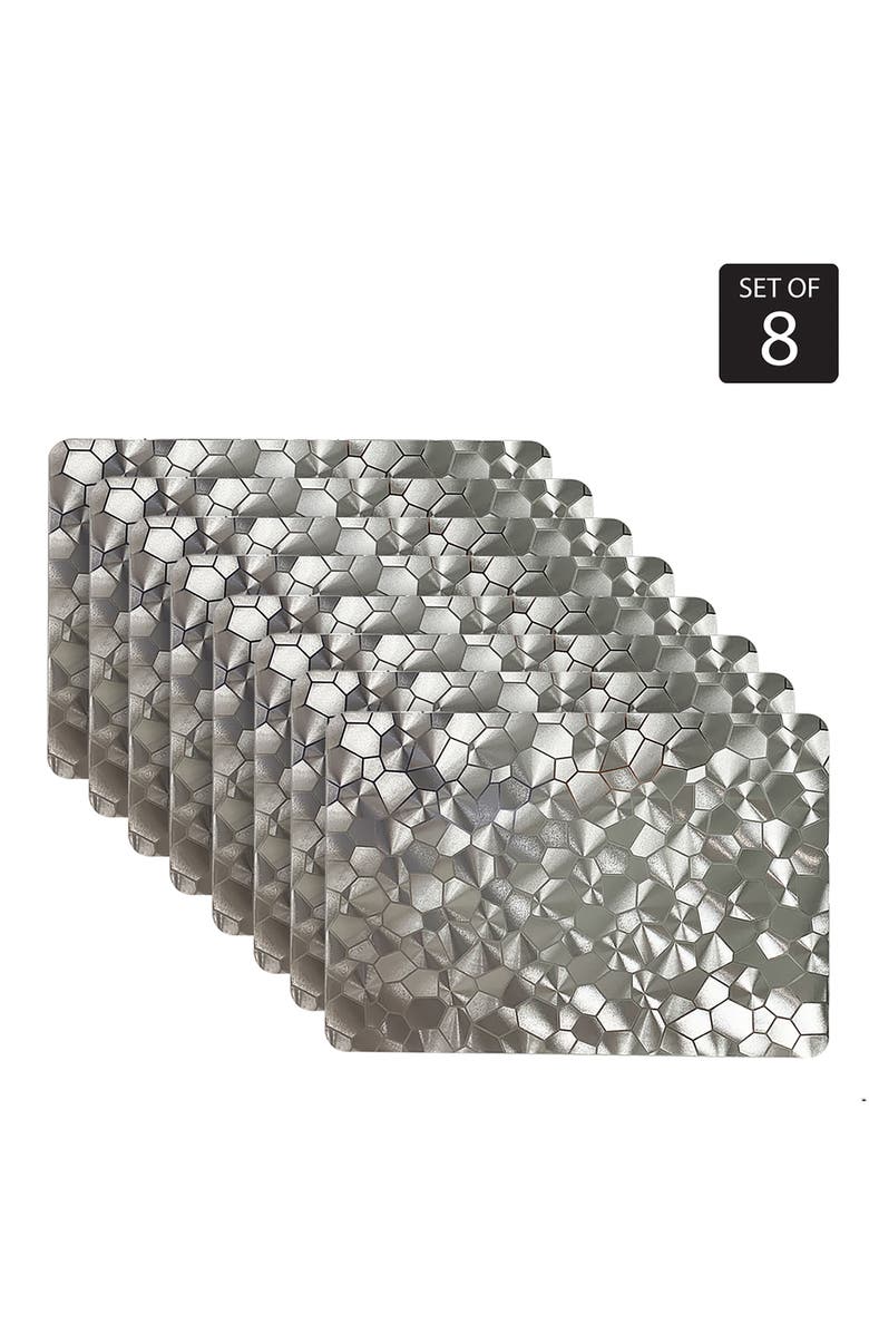 DAINTY HOME Mirrored Set of 8 Placemats, Alternate, color, Silver