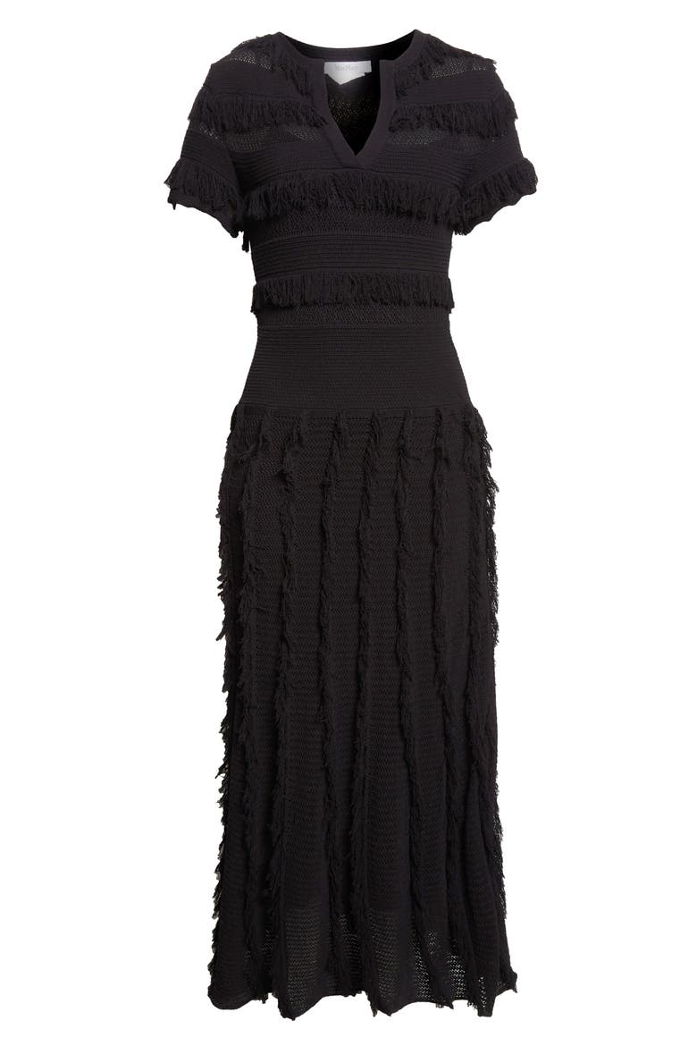 Grazia Fringe Sweater Dress, Alternate, color, BLACK