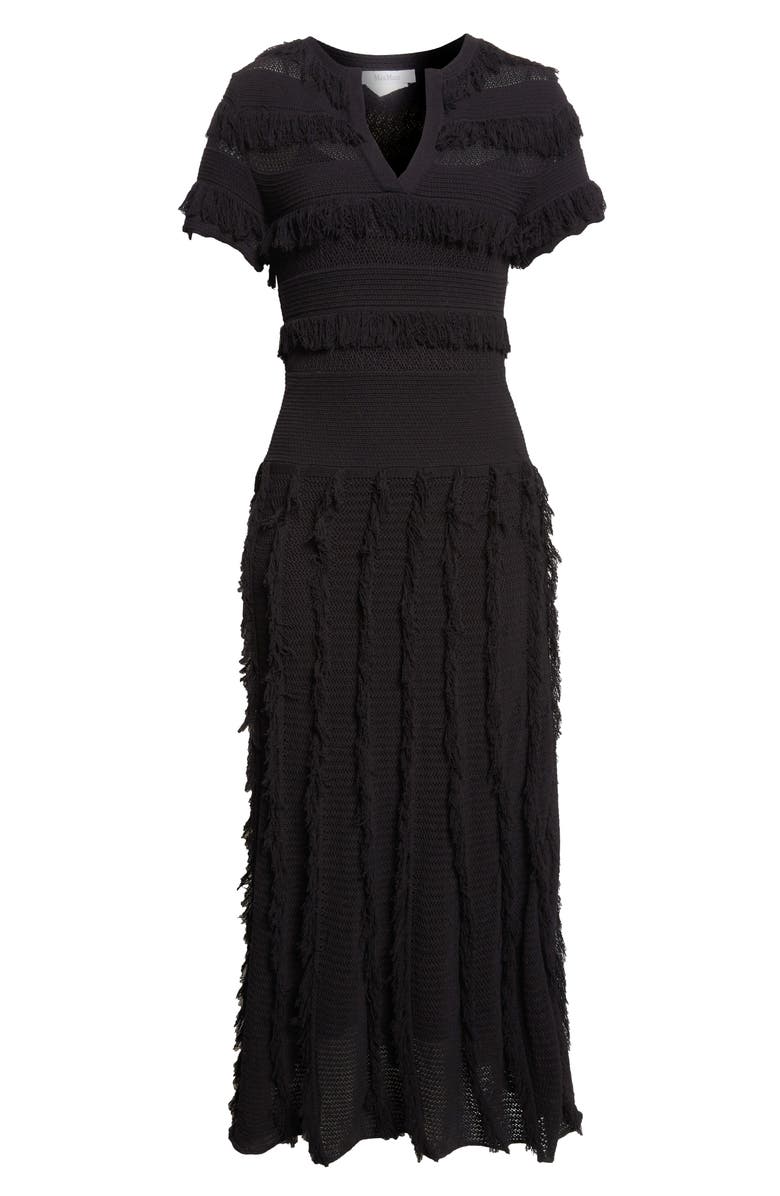 Max Mara Grazia Fringe Sweater Dress, Alternate, color, Black