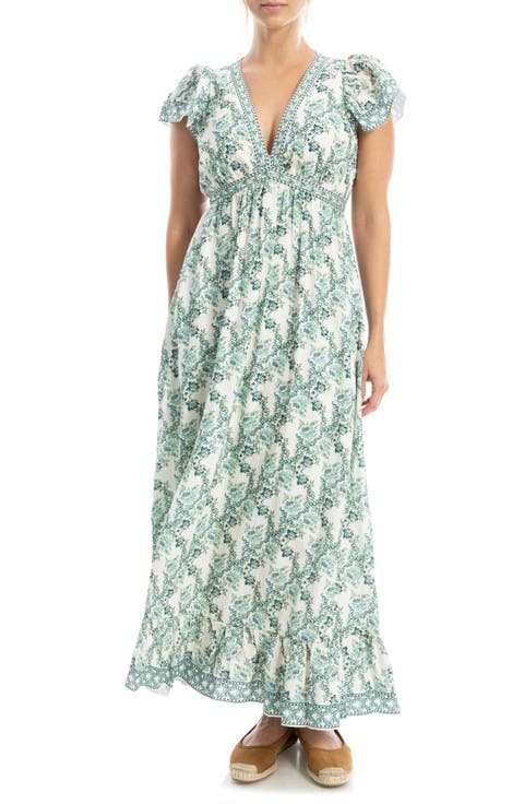 Floral Flutter Sleeve Maxi Dress