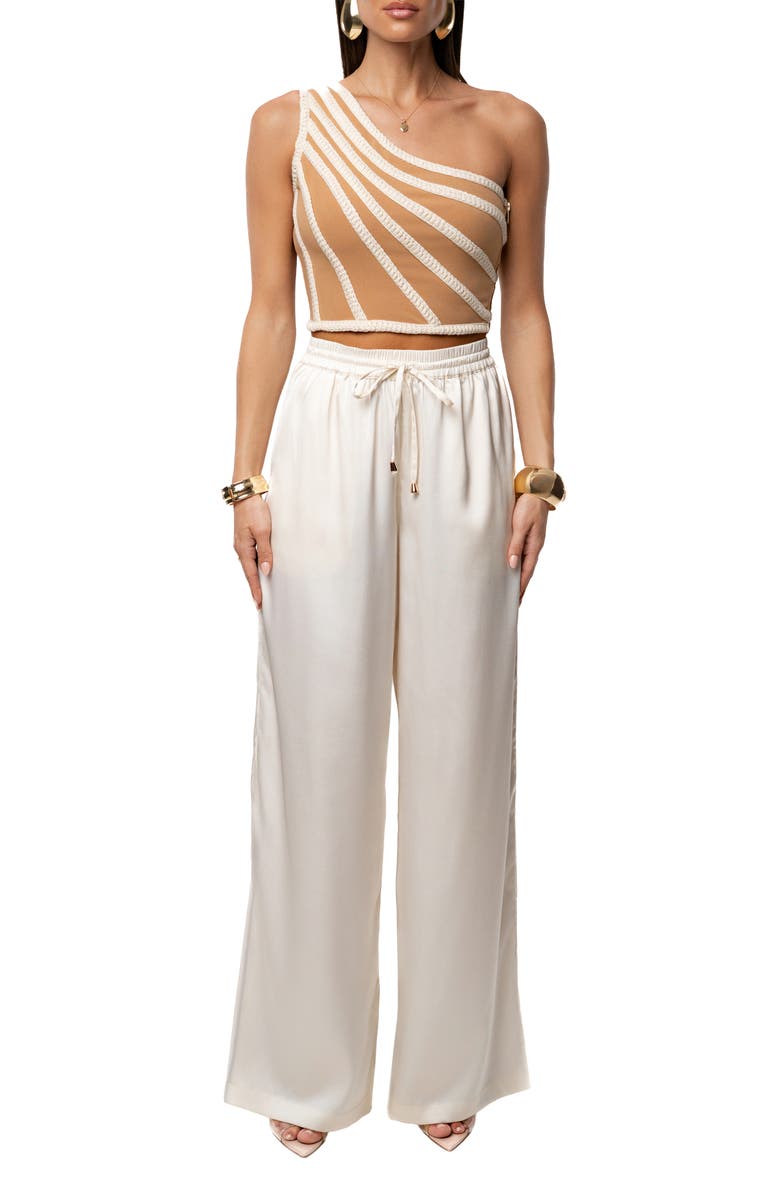 JLUXLABEL Braided One-Shoulder Crop Top, Alternate, color, Ivory