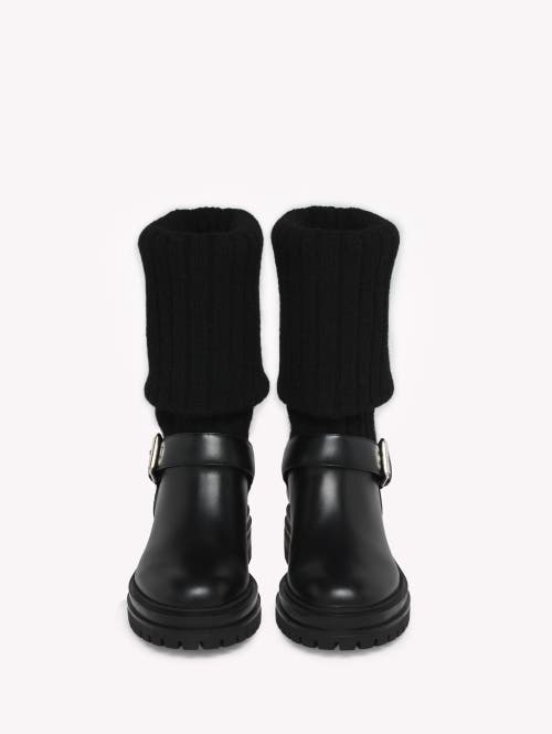 Gianvito Rossi Black Leather And Fabric Thurso Boots In Black