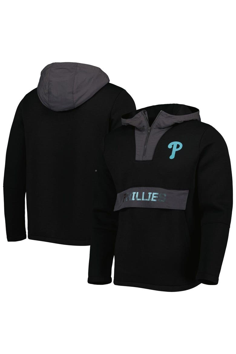 Men's Levelwear Black Philadelphia Phillies Ruckus Quarter-Zip Hoodie, Main, color, Black