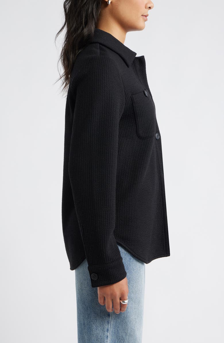 Caslon<sup>®</sup> Textured Knit Shirt Jacket, Alternate, color, Black