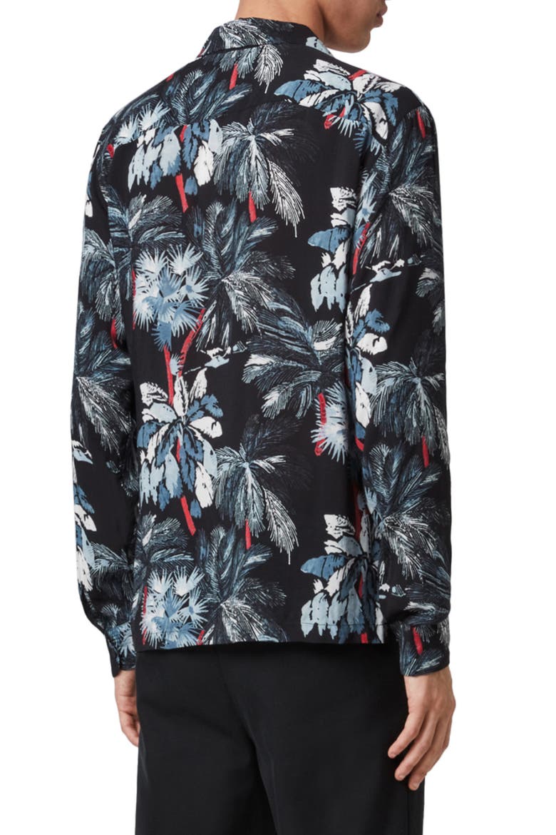 Monteverde Long Sleeve Button-Up Camp Shirt, Alternate, color, JET BLACK