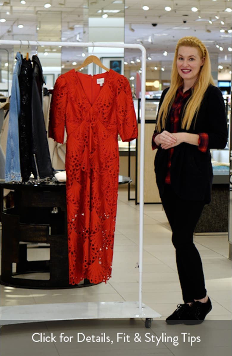 Kinsley Puff Sleeve Lace Midi Dress, sales video thumbnail