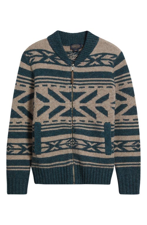 Pendleton Graphic Wool Zip Cardigan In Blue