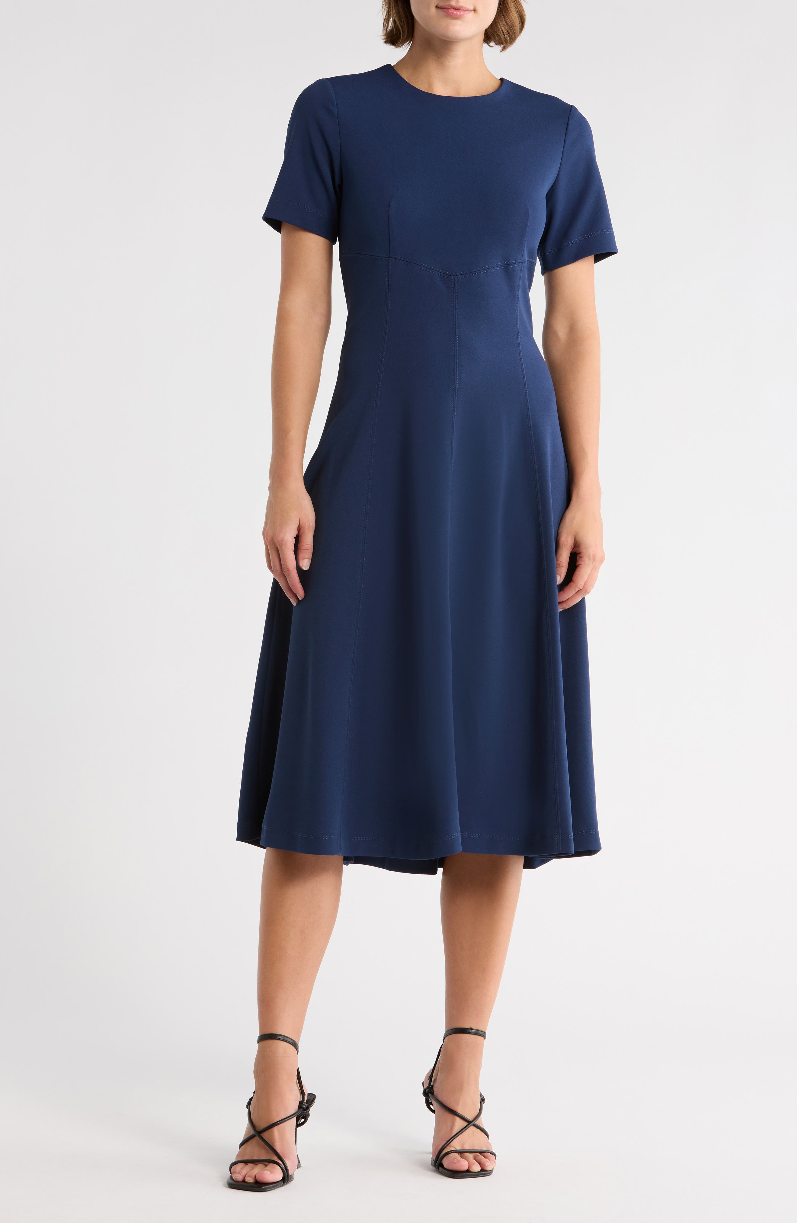 DKNY Jewel Neck Fit & Flare Dress