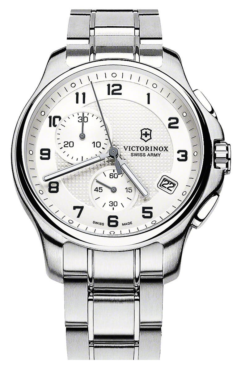 Victorinox Swiss Army<sup>®</sup> 'Officer's' Chronograph Bracelet Watch, 42mm, Main, color, 