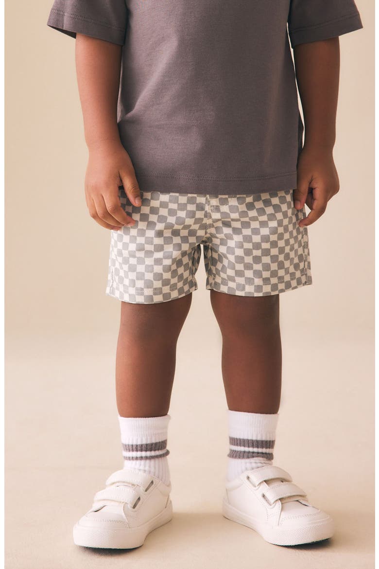 Kids' Checkerboard Cotton Twill Shorts, Alternate, color, GREY