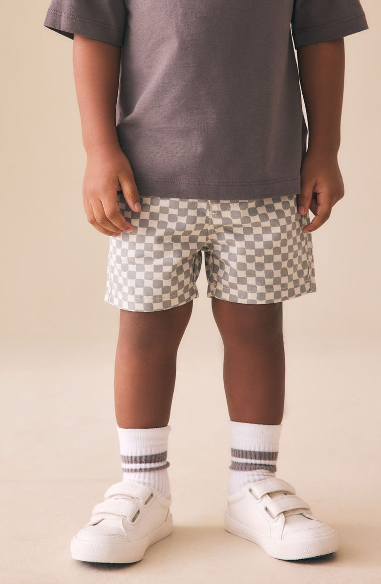 NEXT Kids' Checkerboard Cotton Twill Shorts, Alternate, color, Grey