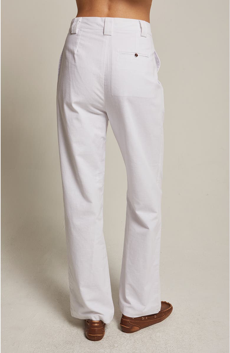 CRESCENT Straight Leg Linen Trousers, Alternate, color, White