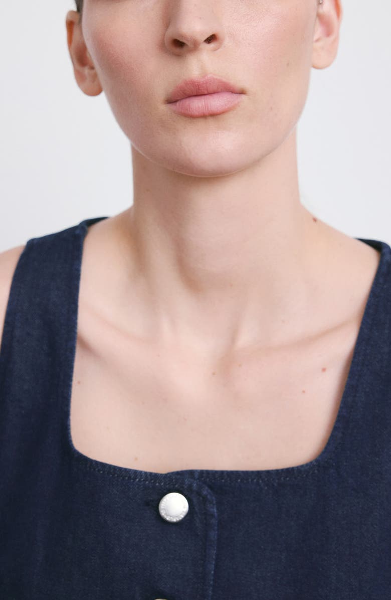 MANGO Square Neck Denim Vest, Alternate, color, Open Blue