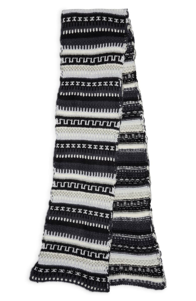 Ted Baker London Fair Isle Knit Scarf, Alternate, color, Black