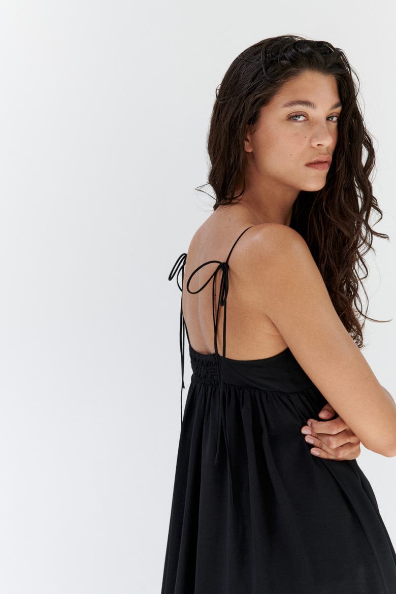Tie-strap Midi Dress, Alternate, color, Black