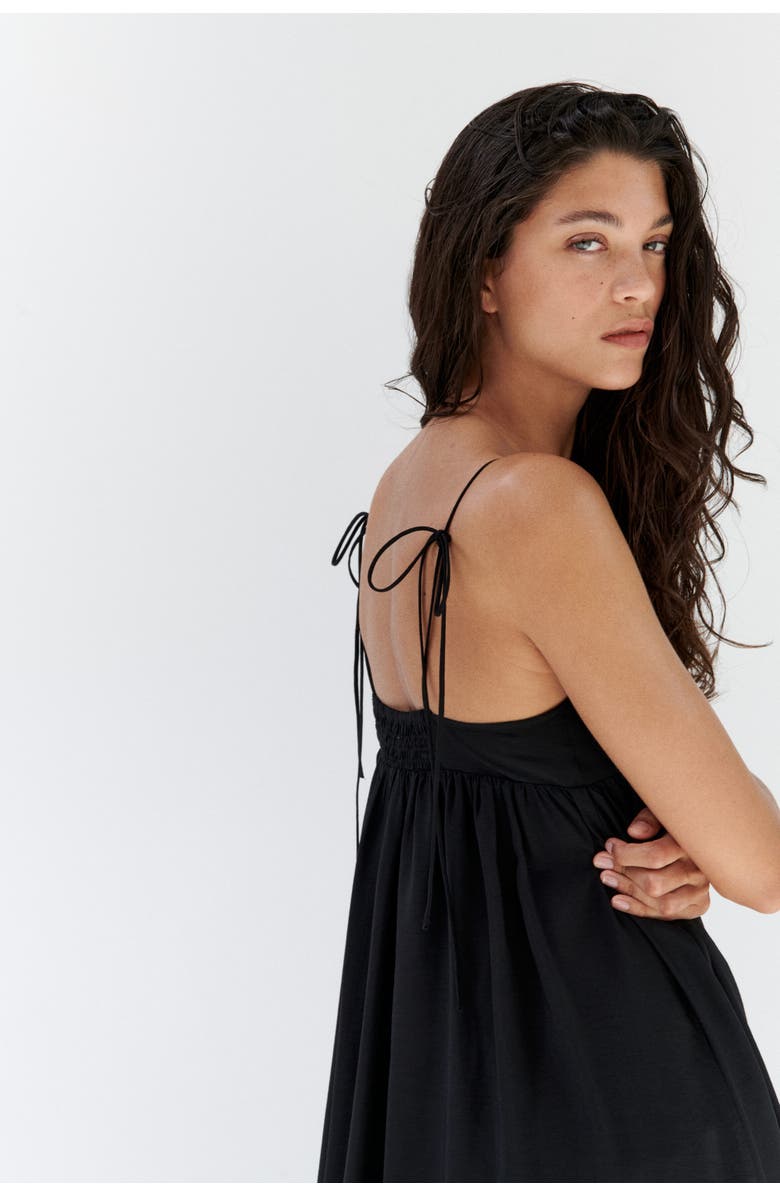 H&M Tie-strap Midi Dress, Alternate, color, Black